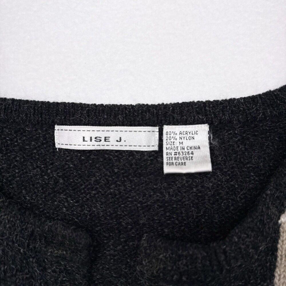 Vintage Cardigan Sweater‎ Women’s Medium Lise J Gray Plaid Grandmacore Old Money - Picture 6 of 9